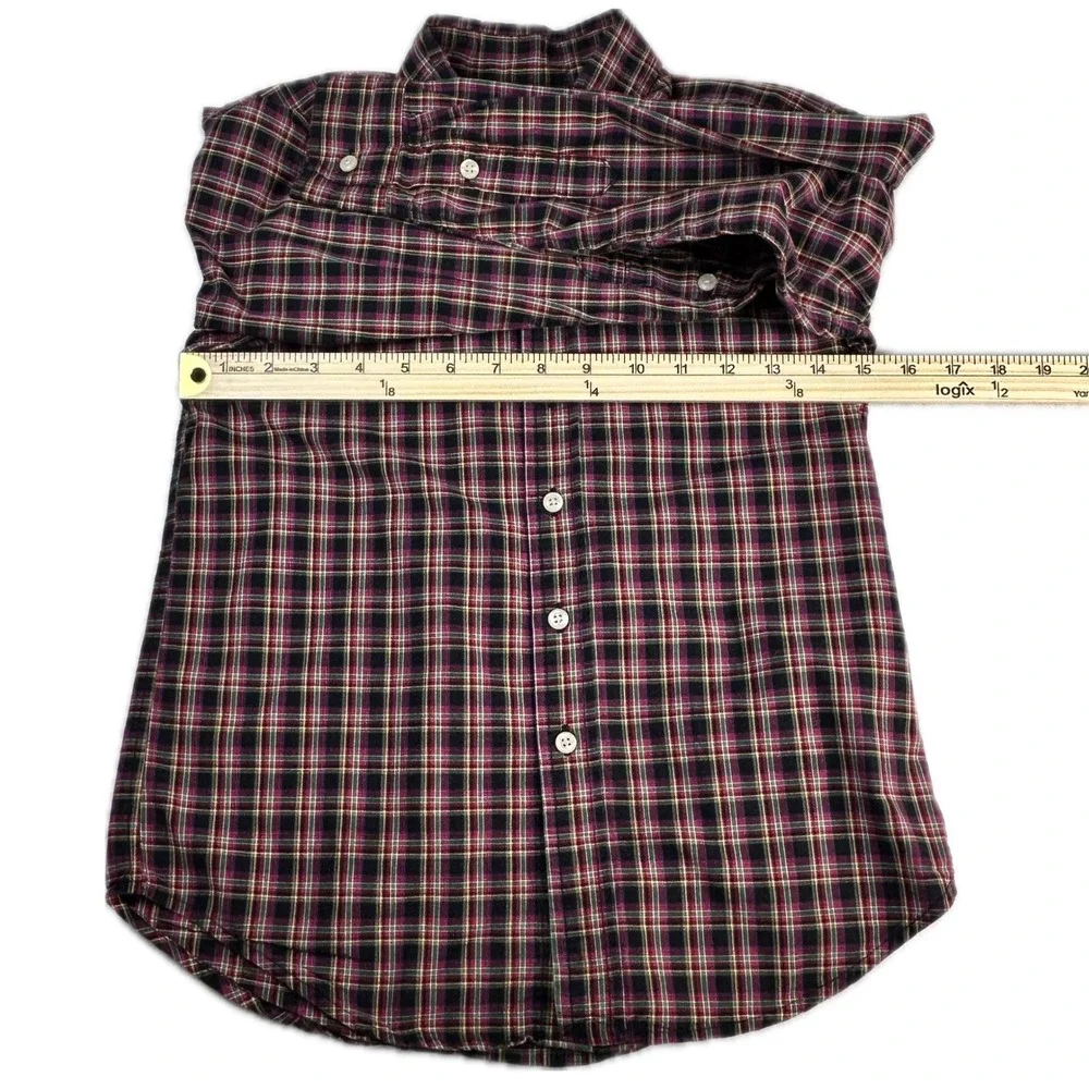 Ralph Lauren Kids Boys Small Red Green Plaid Long Sleeve Button Down Shirt